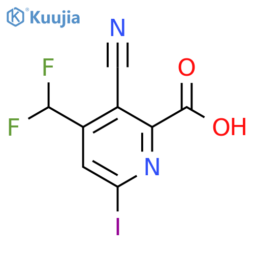 3-Cyano-4-(difluoromethyl)-6-iodopyridine-2-carboxylic acid structure