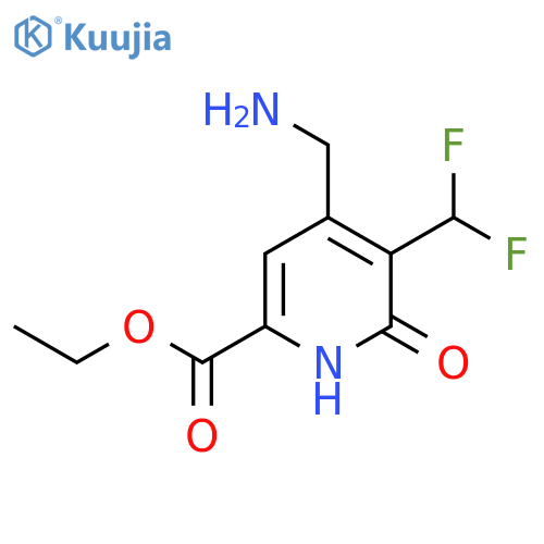 Ethyl 4-(aminomethyl)-3-(difluoromethyl)-2-hydroxypyridine-6-carboxylate structure