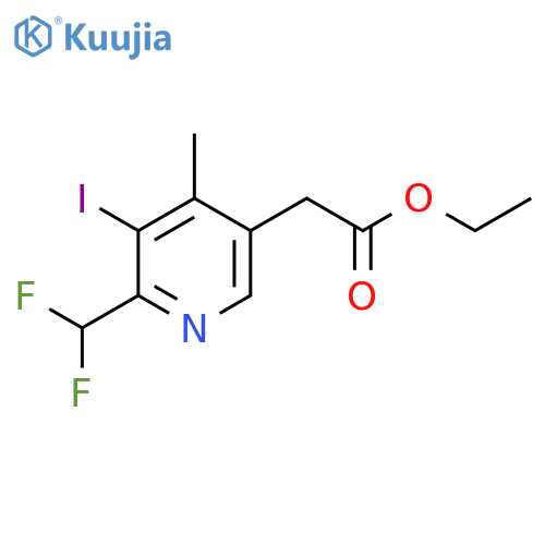 Ethyl 2-(difluoromethyl)-3-iodo-4-methylpyridine-5-acetate structure