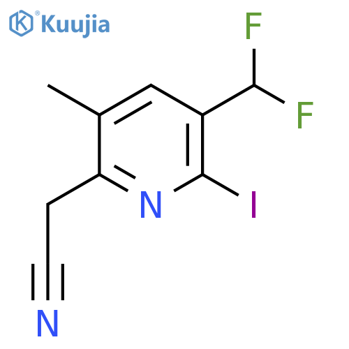 3-(Difluoromethyl)-2-iodo-5-methylpyridine-6-acetonitrile structure