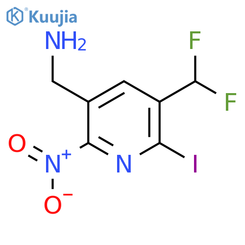 3-(Aminomethyl)-5-(difluoromethyl)-6-iodo-2-nitropyridine structure