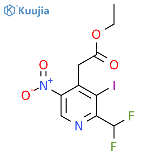 Ethyl 2-(difluoromethyl)-3-iodo-5-nitropyridine-4-acetate structure
