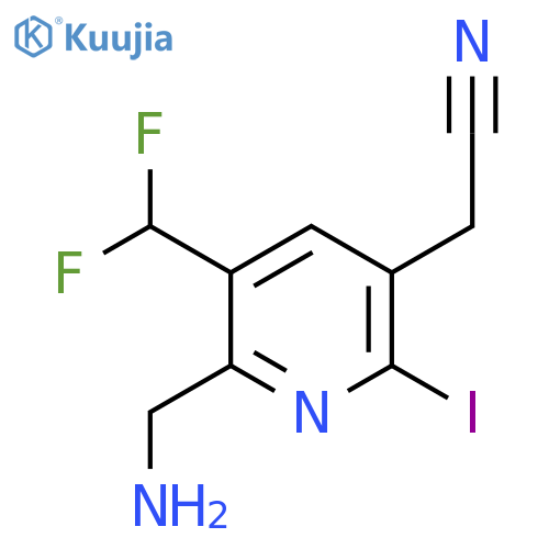 2-(Aminomethyl)-3-(difluoromethyl)-6-iodopyridine-5-acetonitrile structure