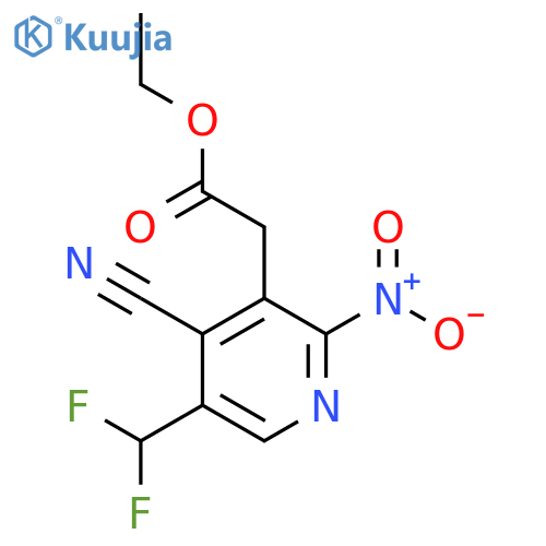 Ethyl 4-cyano-5-(difluoromethyl)-2-nitropyridine-3-acetate structure