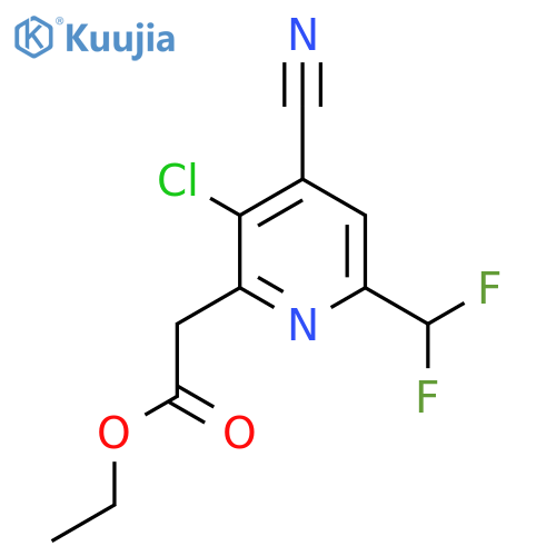 Ethyl 3-chloro-4-cyano-6-(difluoromethyl)pyridine-2-acetate structure
