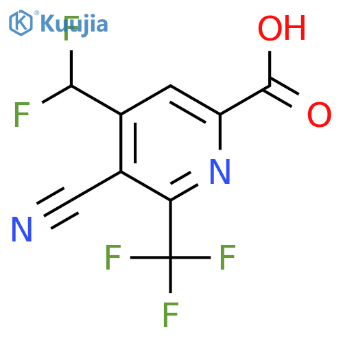 3-Cyano-4-(difluoromethyl)-2-(trifluoromethyl)pyridine-6-carboxylic acid structure
