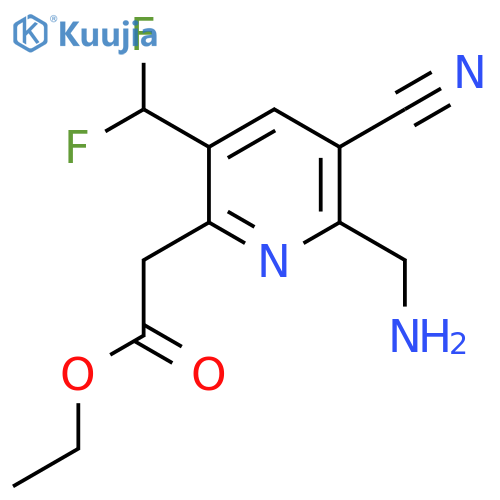 Ethyl 2-(aminomethyl)-3-cyano-5-(difluoromethyl)pyridine-6-acetate structure