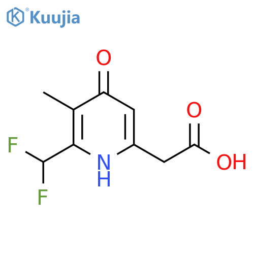 2-(Difluoromethyl)-4-hydroxy-3-methylpyridine-6-acetic acid structure