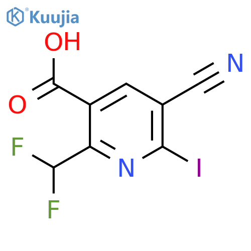 3-Cyano-6-(difluoromethyl)-2-iodopyridine-5-carboxylic acid structure