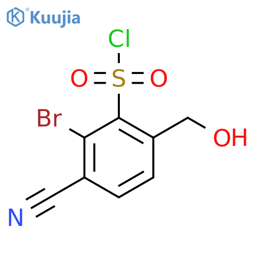 2-Bromo-6-hydroxymethyl-3-cyanobenzenesulfonyl chloride structure
