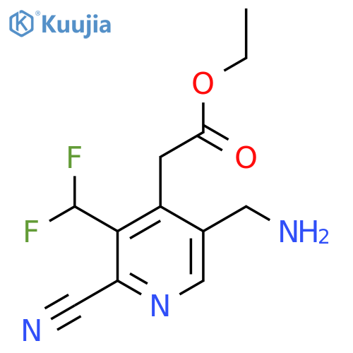 Ethyl 5-(aminomethyl)-2-cyano-3-(difluoromethyl)pyridine-4-acetate structure
