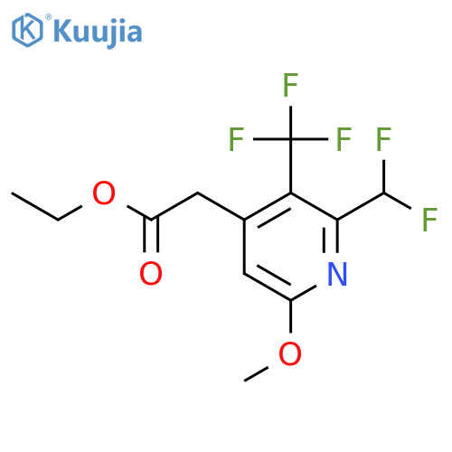 Ethyl 2-(difluoromethyl)-6-methoxy-3-(trifluoromethyl)pyridine-4-acetate structure