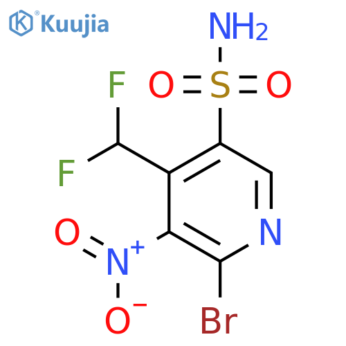 2-Bromo-4-(difluoromethyl)-3-nitropyridine-5-sulfonamide structure