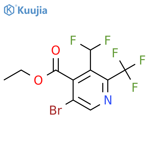 Ethyl 5-bromo-3-(difluoromethyl)-2-(trifluoromethyl)pyridine-4-carboxylate structure