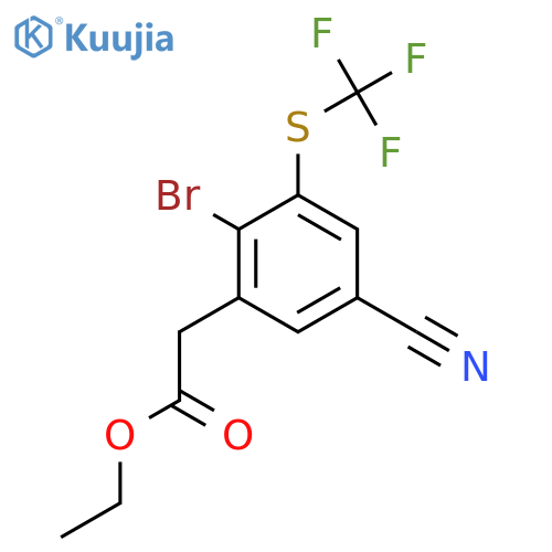 Ethyl 2-bromo-5-cyano-3-(trifluoromethylthio)phenylacetate structure