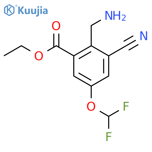 Ethyl 2-aminomethyl-3-cyano-5-(difluoromethoxy)benzoate structure