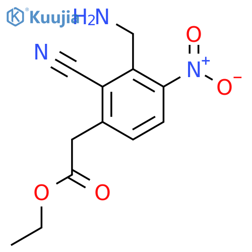 Ethyl 3-aminomethyl-2-cyano-4-nitrophenylacetate structure