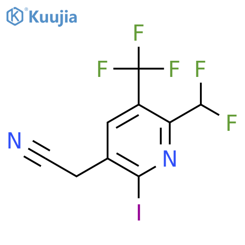 2-(Difluoromethyl)-6-iodo-3-(trifluoromethyl)pyridine-5-acetonitrile structure