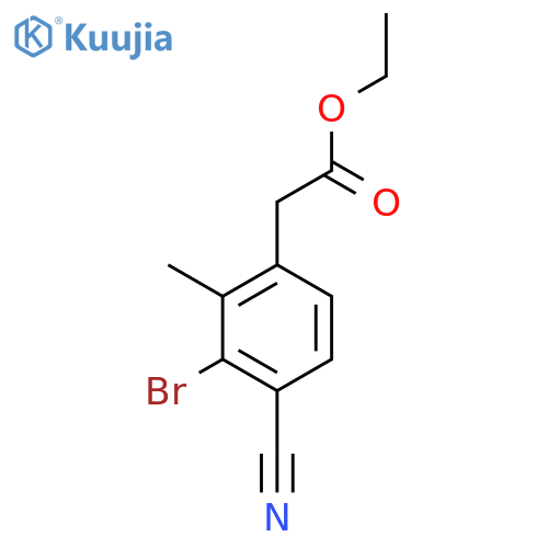 Ethyl 3-bromo-4-cyano-2-methylphenylacetate structure