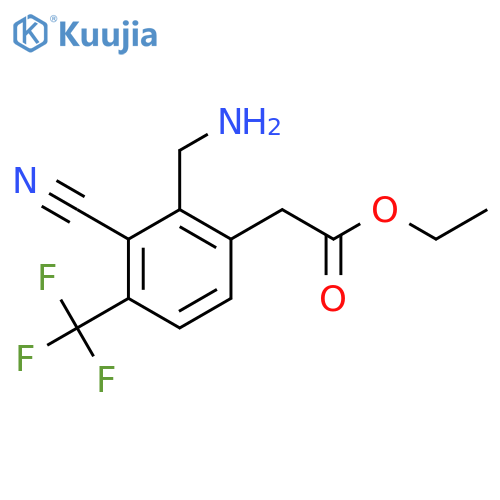 Ethyl 2-aminomethyl-3-cyano-4-(trifluoromethyl)phenylacetate structure