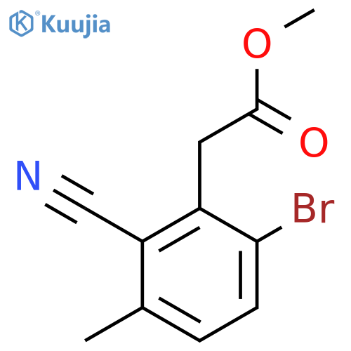Methyl 6-bromo-2-cyano-3-methylphenylacetate structure