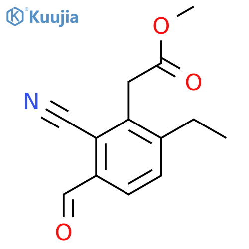 Methyl 2-cyano-6-ethyl-3-formylphenylacetate structure