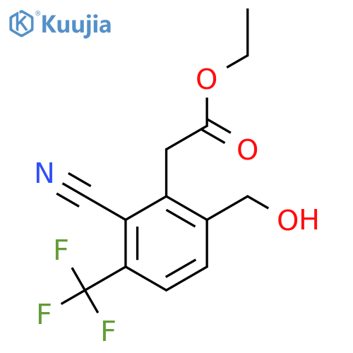 Ethyl 2-cyano-6-hydroxymethyl-3-(trifluoromethyl)phenylacetate structure