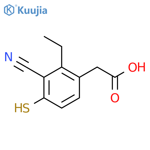 3-Cyano-2-ethyl-4-mercaptophenylacetic acid structure