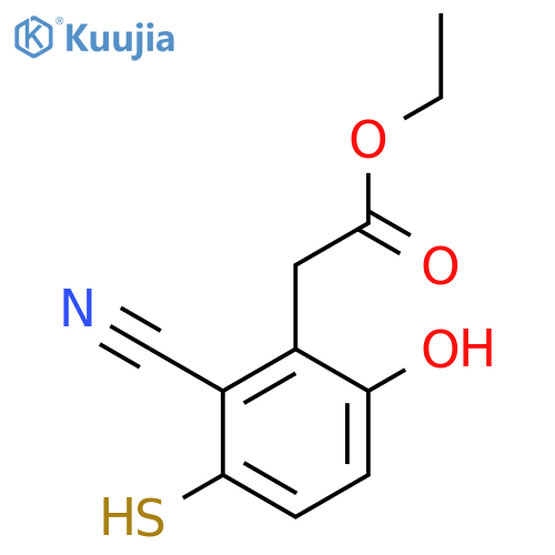 Ethyl 2-cyano-6-hydroxy-3-mercaptophenylacetate structure