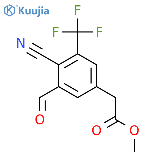 Methyl 4-cyano-3-formyl-5-(trifluoromethyl)phenylacetate structure