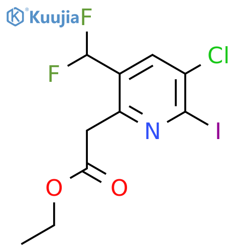 Ethyl 3-chloro-5-(difluoromethyl)-2-iodopyridine-6-acetate structure