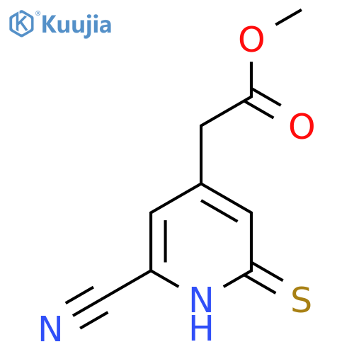 Methyl 2-cyano-6-mercaptopyridine-4-acetate structure