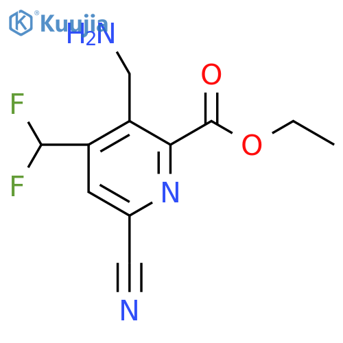 Ethyl 3-(aminomethyl)-6-cyano-4-(difluoromethyl)pyridine-2-carboxylate structure