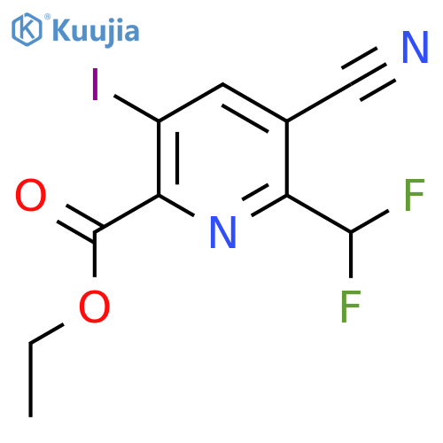 Ethyl 3-cyano-2-(difluoromethyl)-5-iodopyridine-6-carboxylate structure