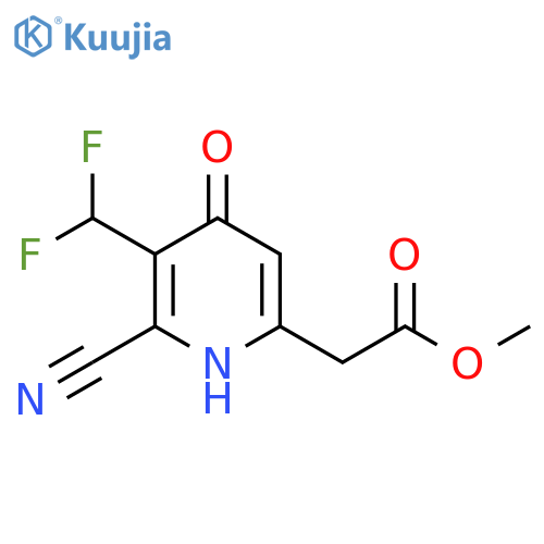 Methyl 2-cyano-3-(difluoromethyl)-4-hydroxypyridine-6-acetate structure