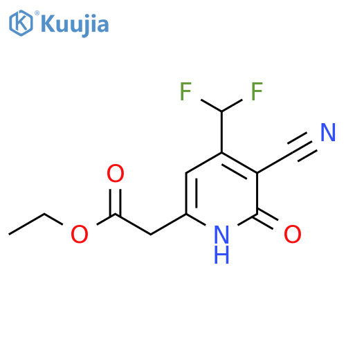 Ethyl 3-cyano-4-(difluoromethyl)-2-hydroxypyridine-6-acetate structure
