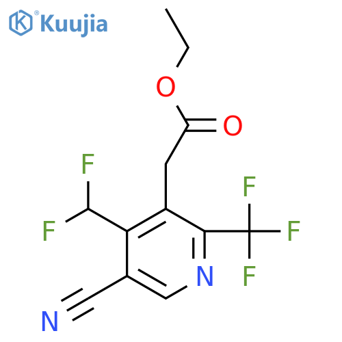 Ethyl 5-cyano-4-(difluoromethyl)-2-(trifluoromethyl)pyridine-3-acetate structure