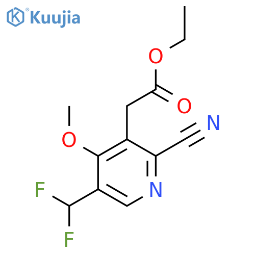 Ethyl 2-cyano-5-(difluoromethyl)-4-methoxypyridine-3-acetate structure
