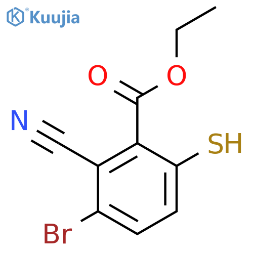 Ethyl 3-bromo-2-cyano-6-mercaptobenzoate structure
