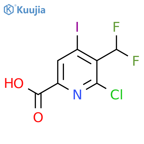 2-Chloro-3-(difluoromethyl)-4-iodopyridine-6-carboxylic acid structure