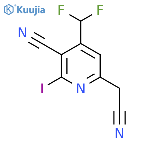 3-Cyano-4-(difluoromethyl)-2-iodopyridine-6-acetonitrile structure