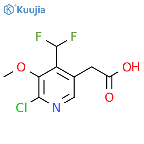 2-Chloro-4-(difluoromethyl)-3-methoxypyridine-5-acetic acid structure