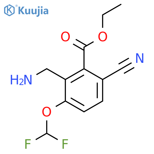 Ethyl 2-aminomethyl-6-cyano-3-(difluoromethoxy)benzoate structure
