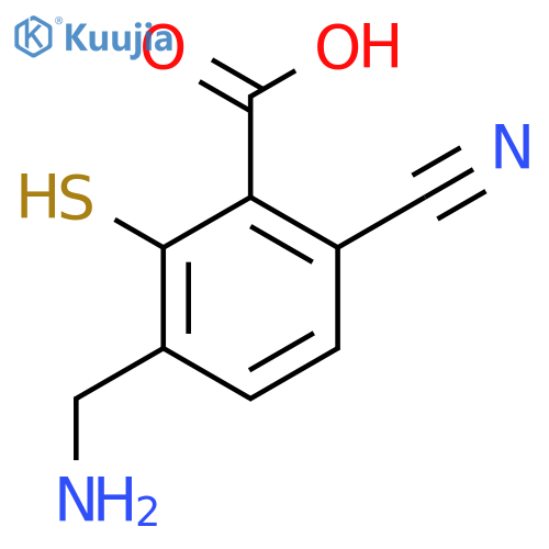 3-Aminomethyl-6-cyano-2-mercaptobenzoic acid structure