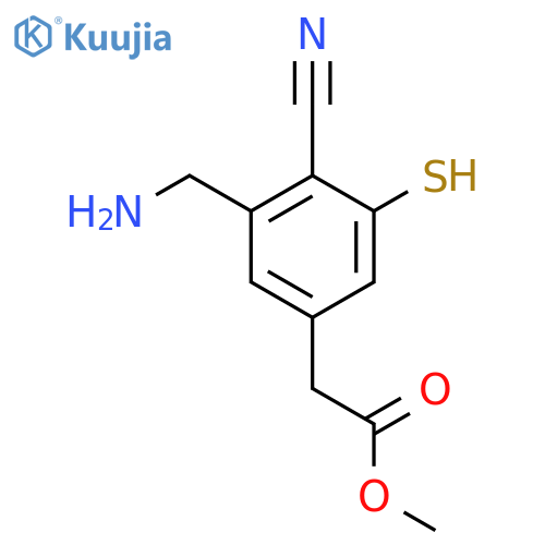 Methyl 3-aminomethyl-4-cyano-5-mercaptophenylacetate structure