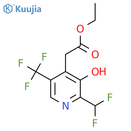 Ethyl 2-(difluoromethyl)-3-hydroxy-5-(trifluoromethyl)pyridine-4-acetate structure
