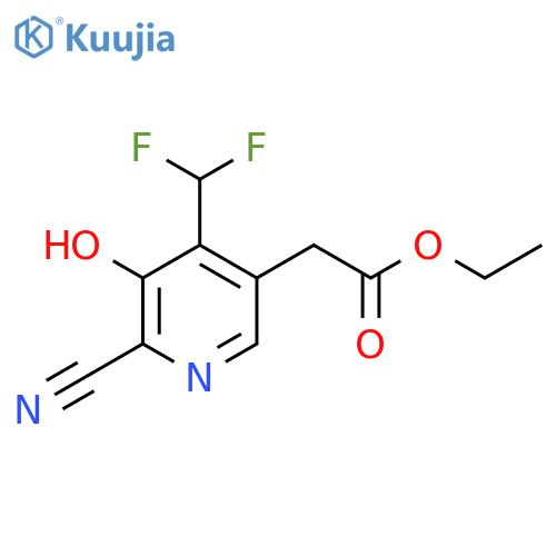 Ethyl 2-cyano-4-(difluoromethyl)-3-hydroxypyridine-5-acetate structure