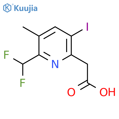 2-(Difluoromethyl)-5-iodo-3-methylpyridine-6-acetic acid structure