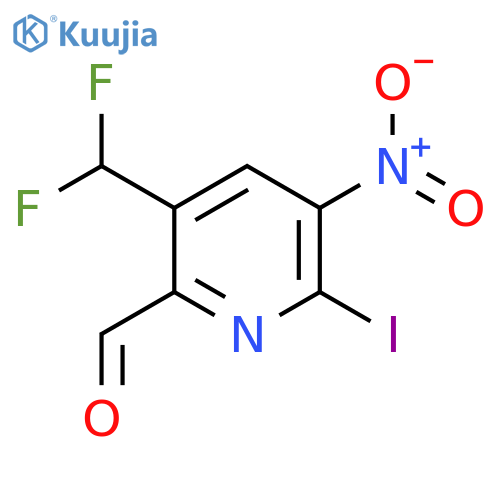 5-(Difluoromethyl)-2-iodo-3-nitropyridine-6-carboxaldehyde structure