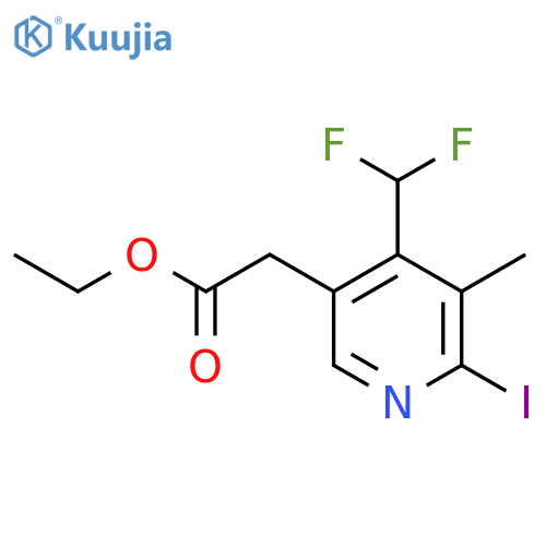 Ethyl 4-(difluoromethyl)-2-iodo-3-methylpyridine-5-acetate structure